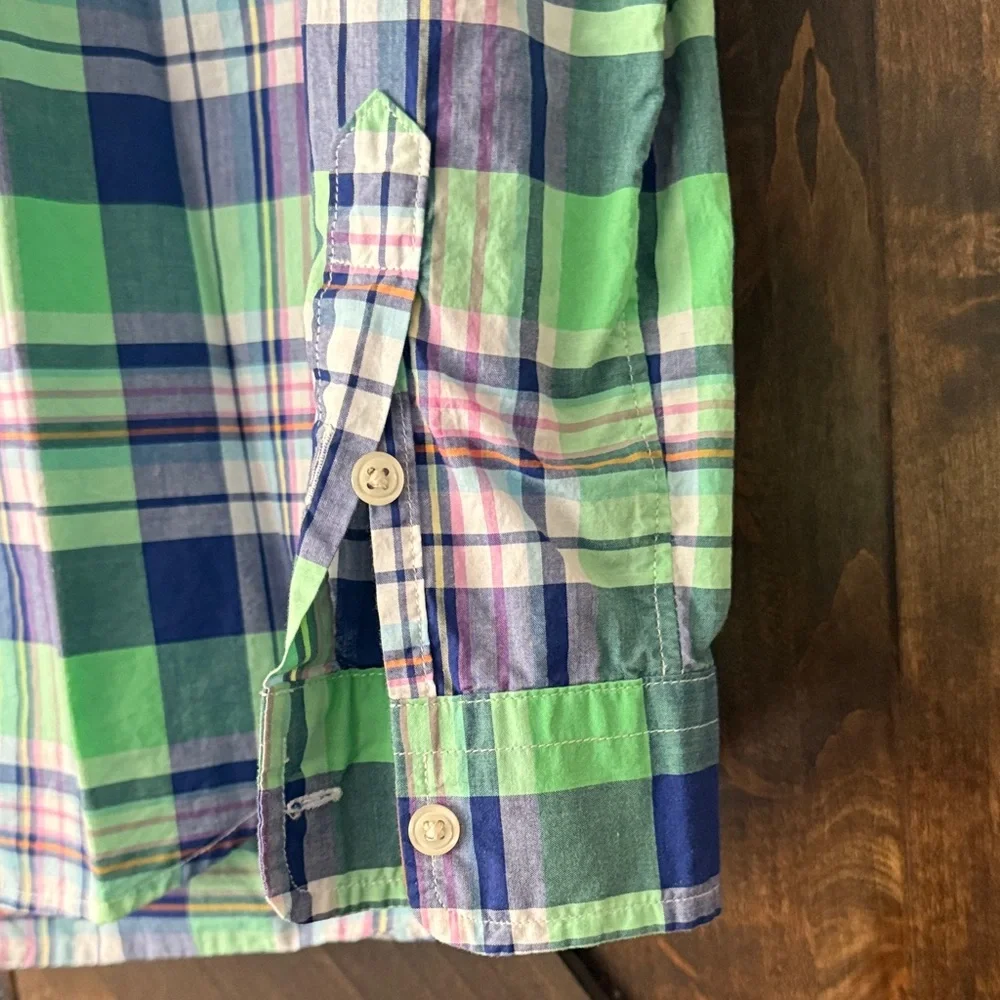 Ralph Lauren Green and Blue Plaid Shirt excellent shape button down
